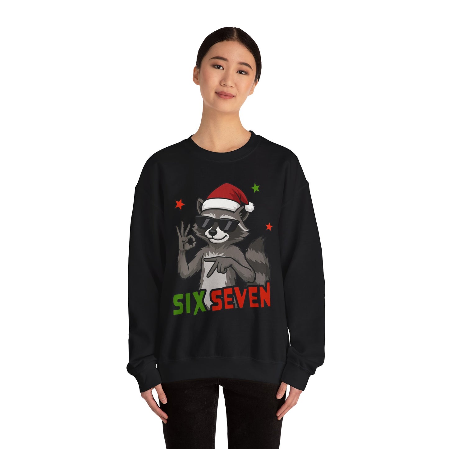 Christmas Raccoon 'Six Seven' Crewneck Sweatshirt