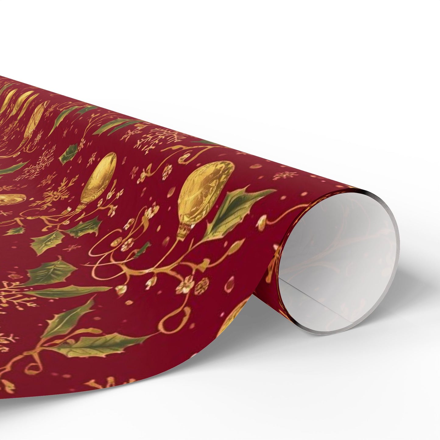 Holiday Ornament Wrapping Paper — Red & Gold Bauble Pattern