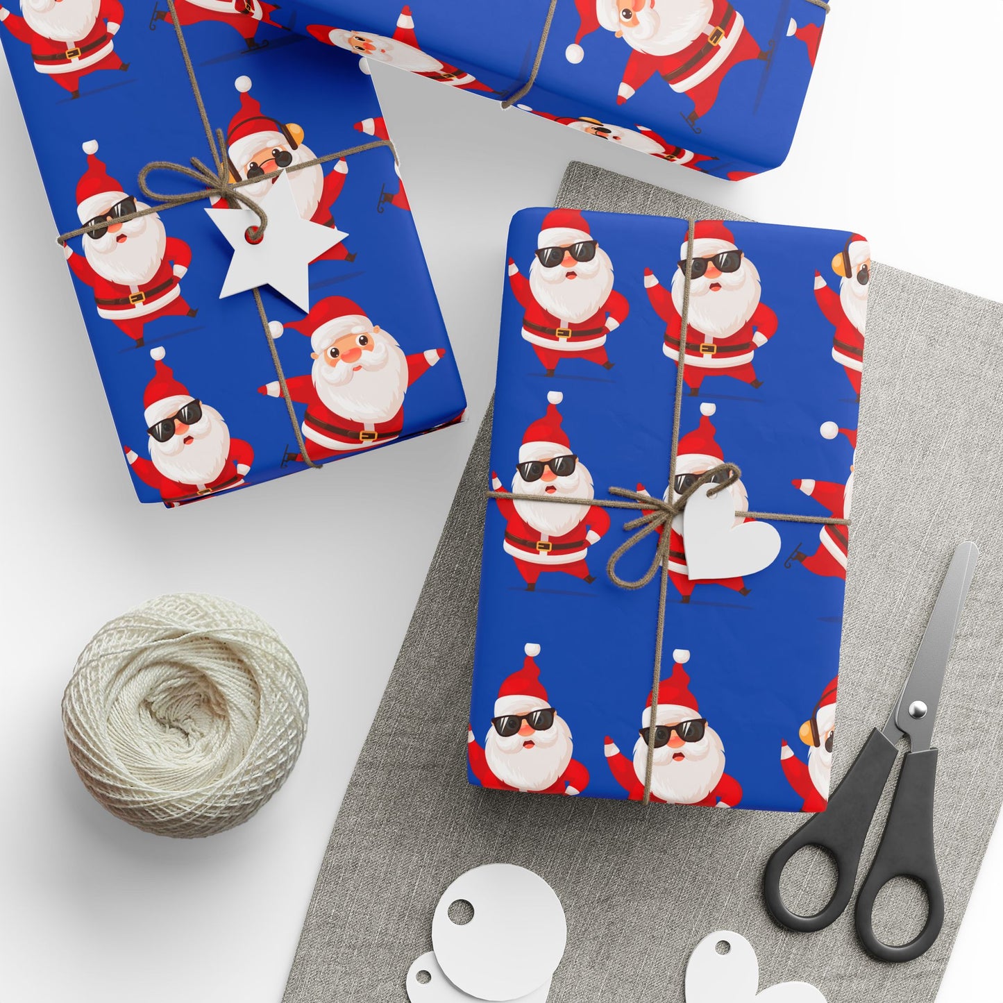 Santa Pattern Wrapping Paper – Retro Cool Sunglasses Santa Holiday Gift Wrap