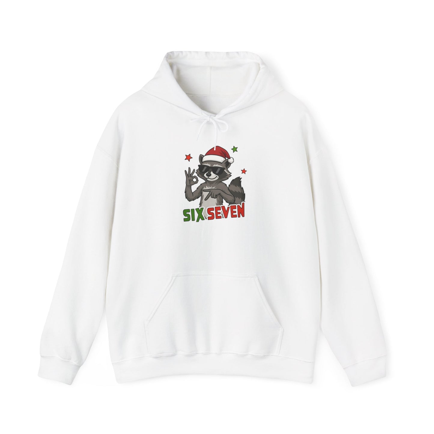 Christmas Raccoon 'Six Seven' Hoodie – Festive Holiday Animal Sweatshirt