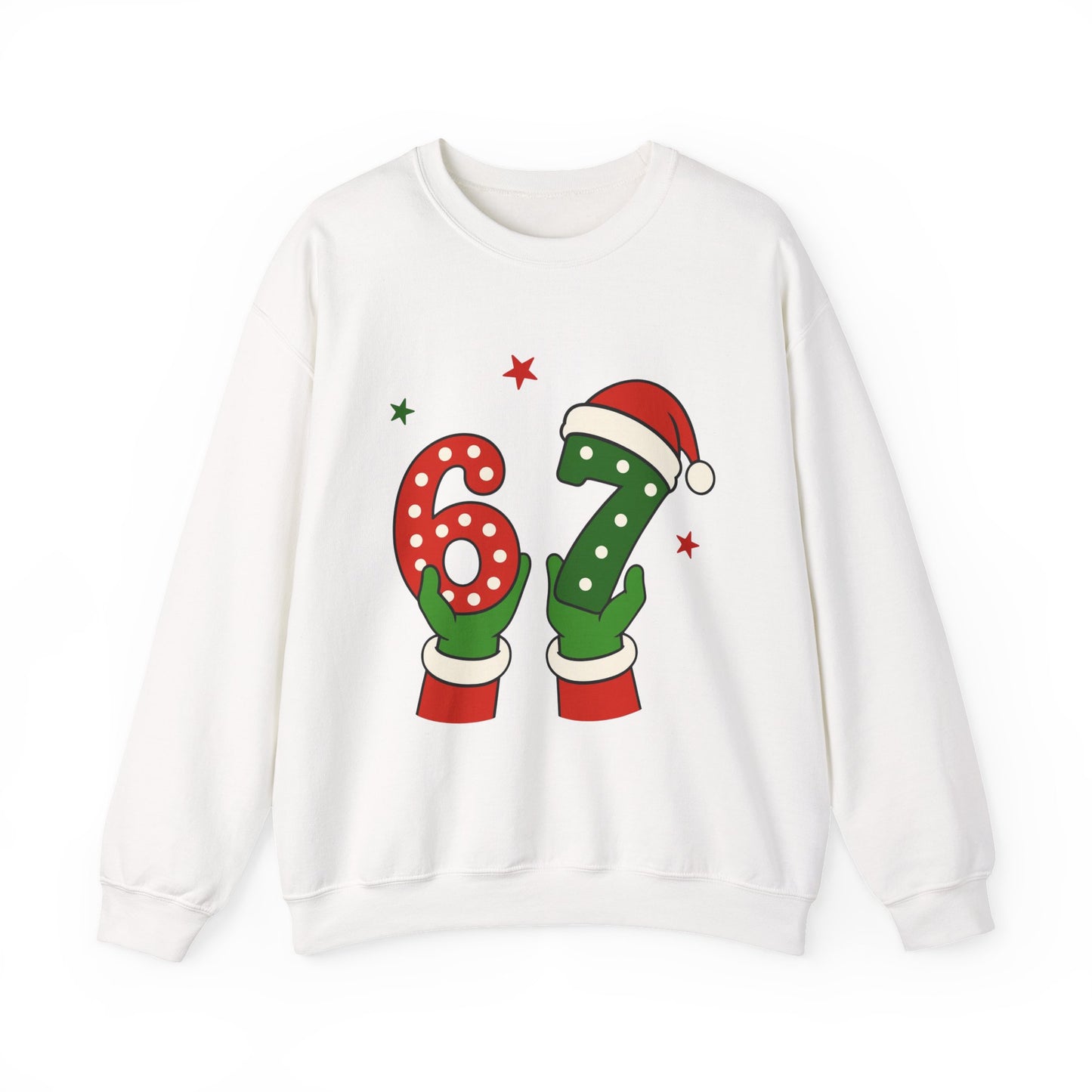 Holiday 67 Christmas Sweatshirt – Festive Santa Hat & Candy Cane Numbers Crewneck