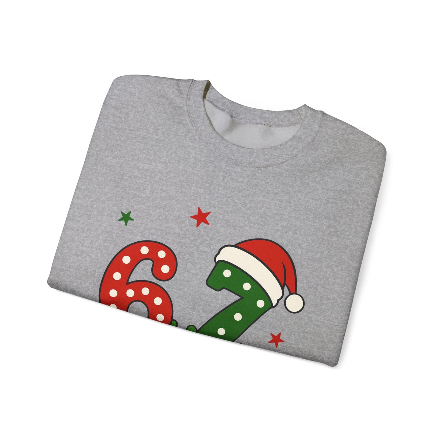 Holiday 67 Christmas Sweatshirt – Festive Santa Hat & Candy Cane Numbers Crewneck