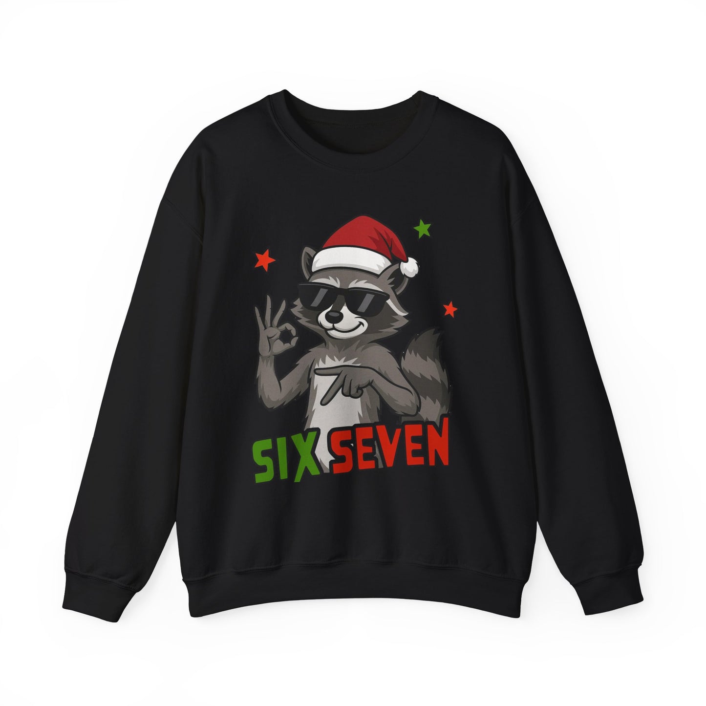 Christmas Raccoon 'Six Seven' Crewneck Sweatshirt