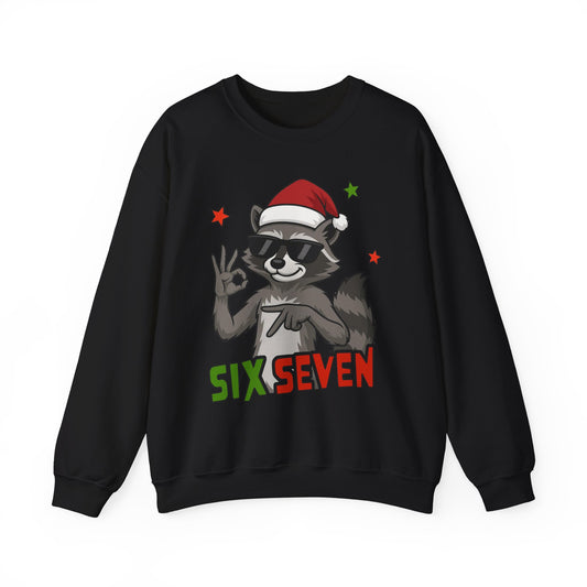 Christmas Raccoon 'Six Seven' Crewneck Sweatshirt