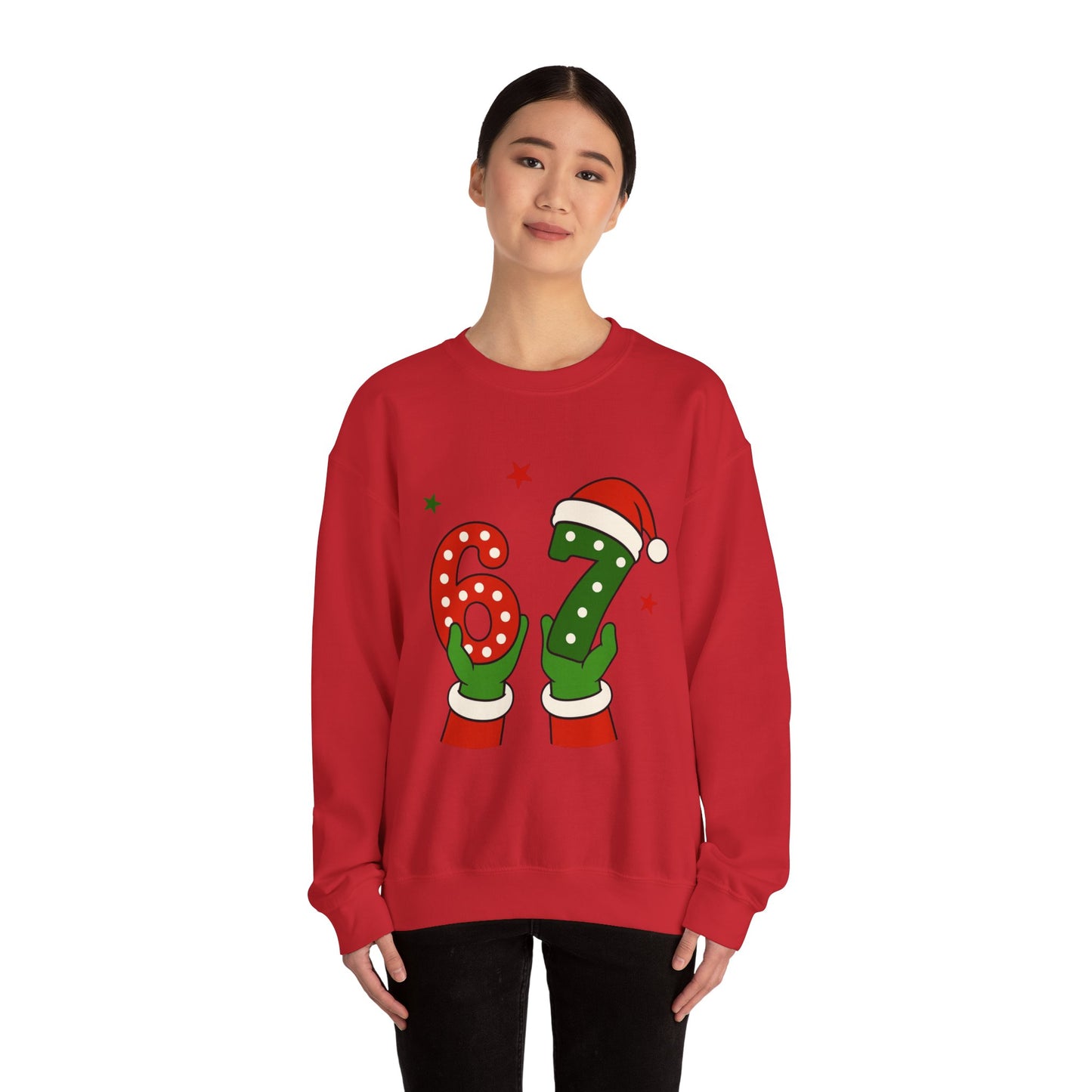 Holiday 67 Christmas Sweatshirt – Festive Santa Hat & Candy Cane Numbers Crewneck