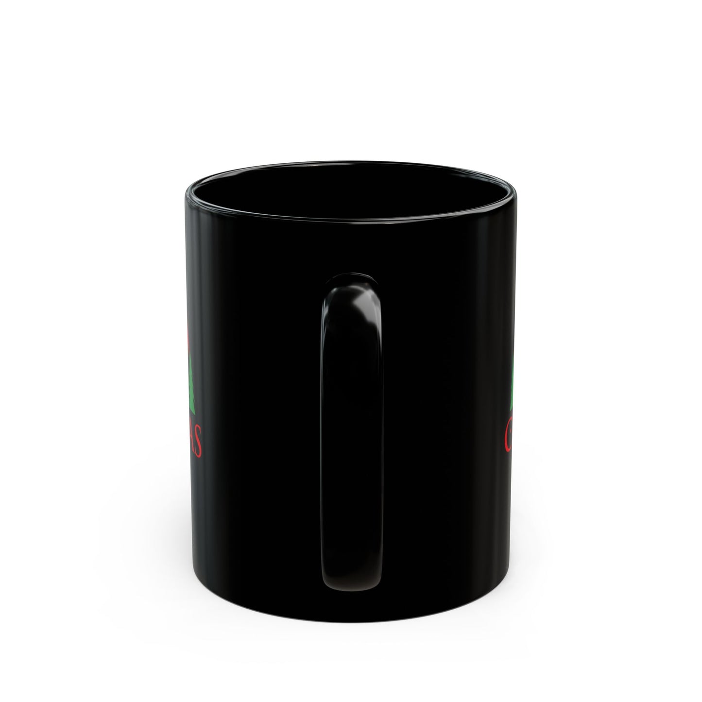 Christmas Santa Sleigh Black Mug – 'Merry Christmas' Holiday Coffee Cup (11oz/15oz)
