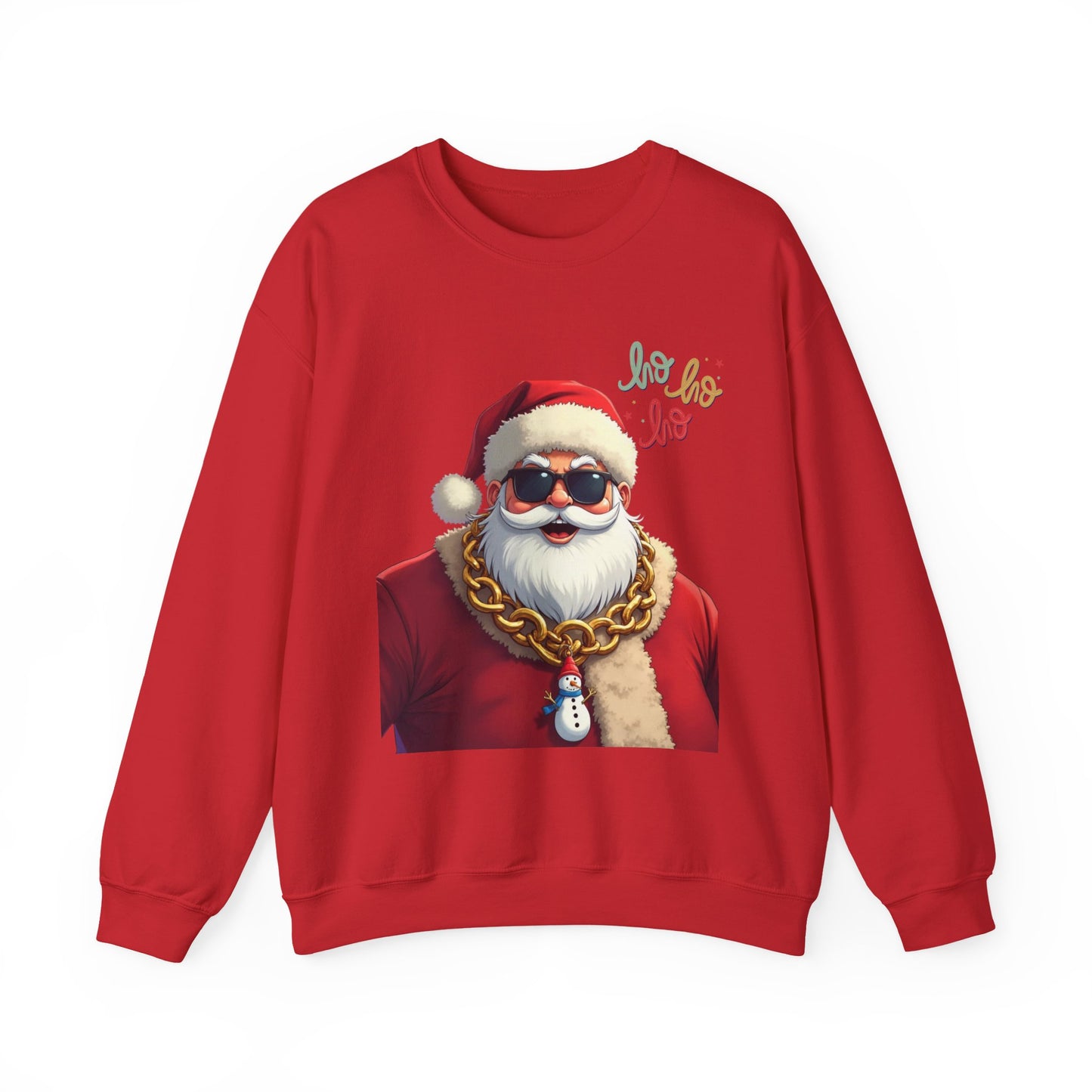 Santa with Gold Chain Crewneck Sweatshirt — Ho Ho Ho Holiday Pullover