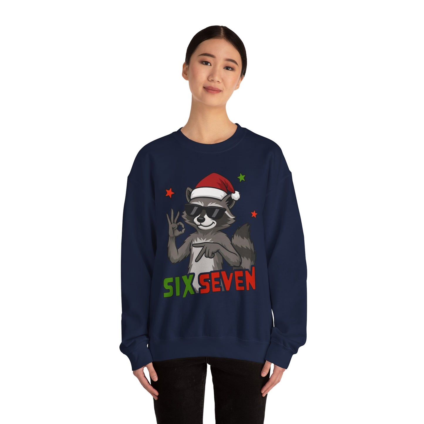 Christmas Raccoon 'Six Seven' Crewneck Sweatshirt